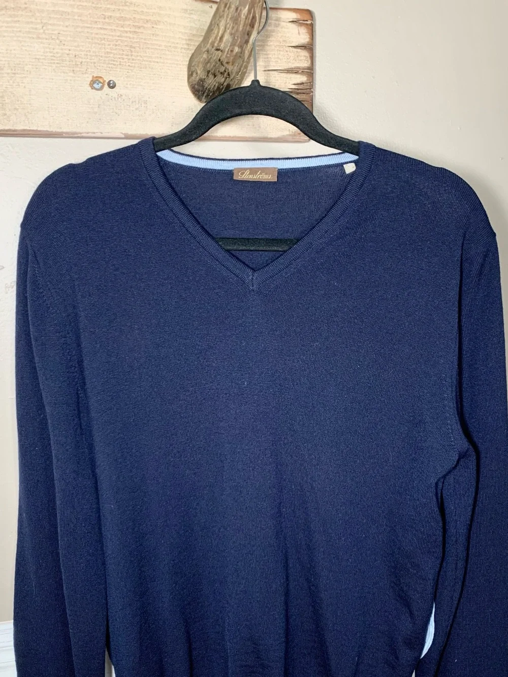 STENSTRÖMS Swedish Navy Merino Wool V-Neck Sweater Men’s